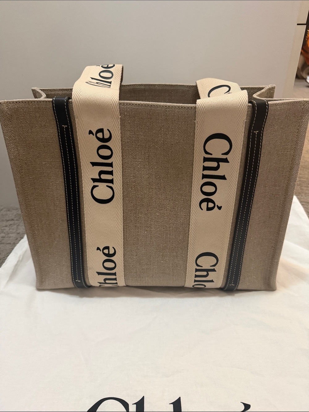 Chloe Canvas Tote Bag with Logo Straps